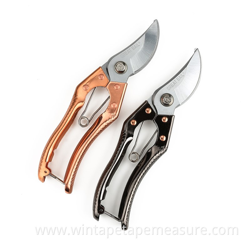 New design pruning shear golden bypass hand pruner garden use flower cutting scissors